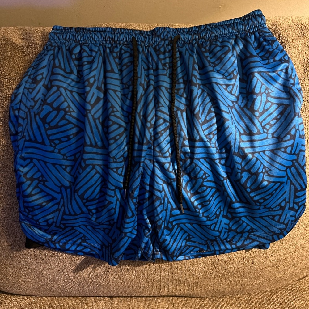 Blue Patterned Men's Swim Shorts